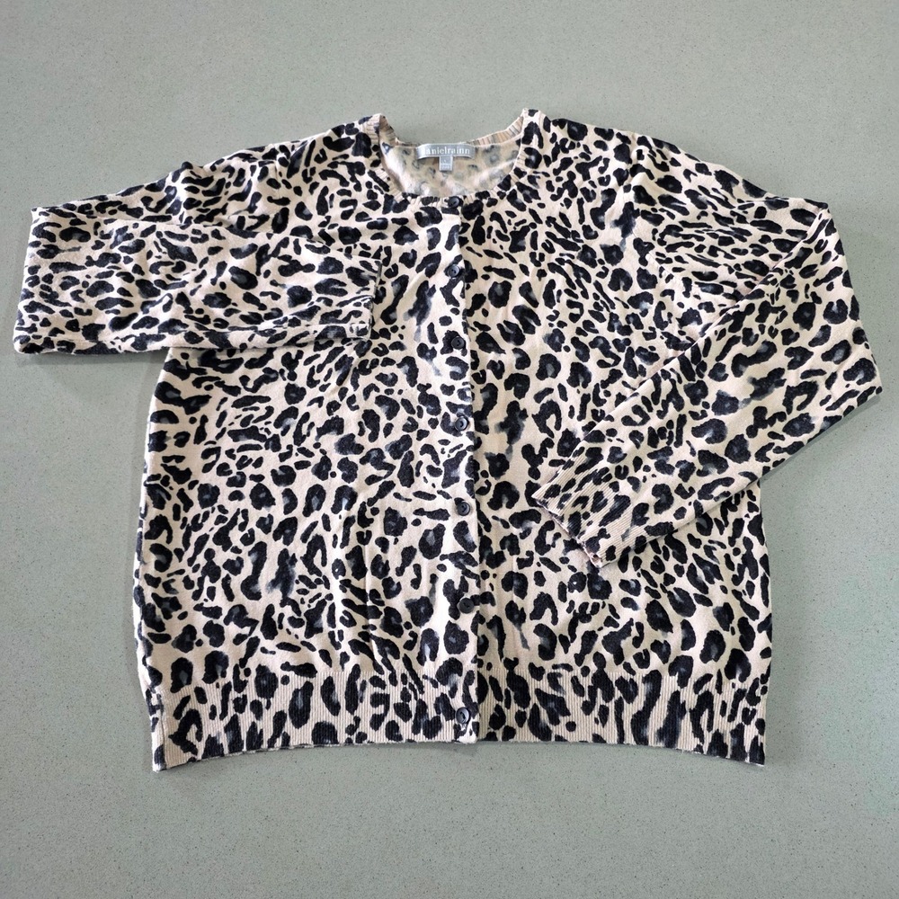 Daniel Rainn‎ Womens Leopard Print Button Front Cardigan Tan Black